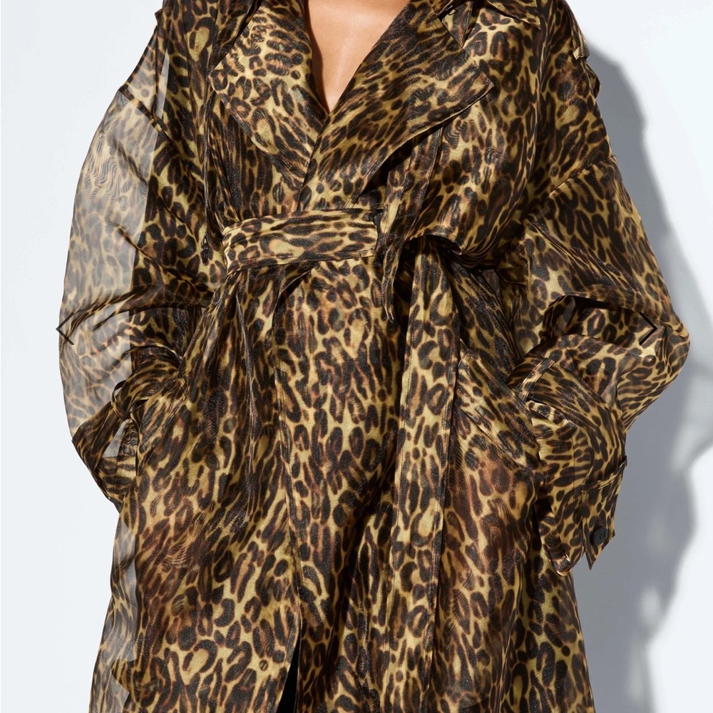 Chic Animal Print Sheer Coat
